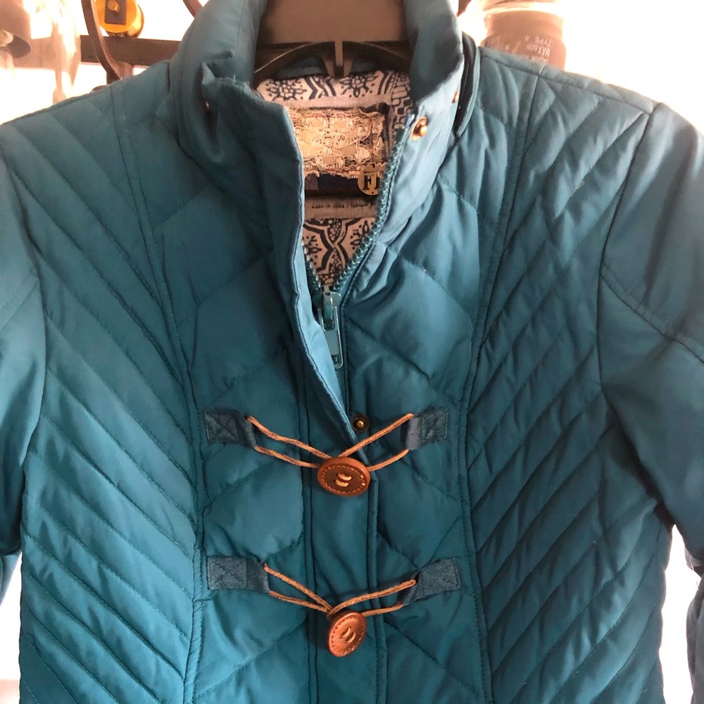 Free People teal coat size 2 XS